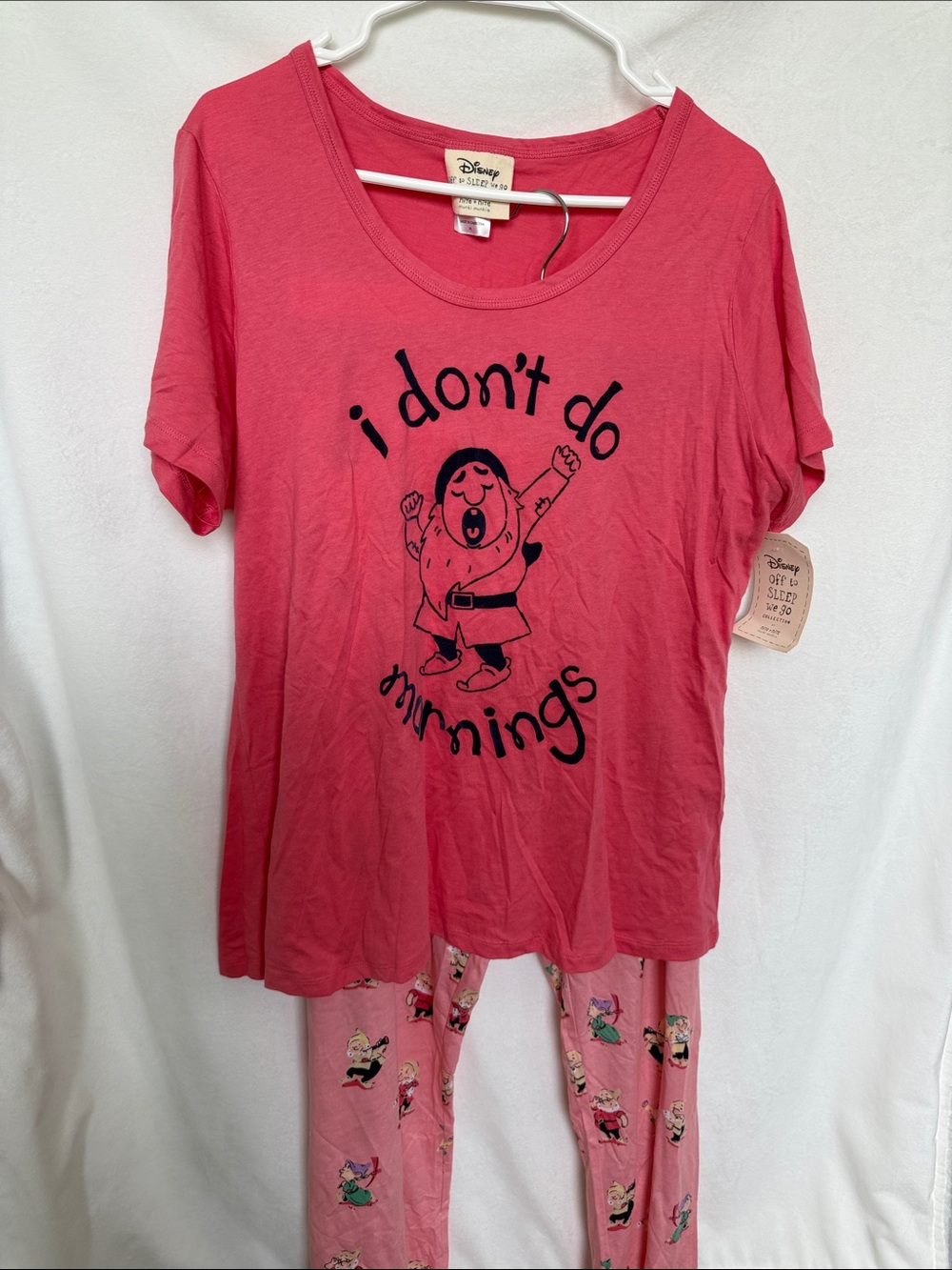 Disney Pink (salmon) 'I Don't Do Mornings' Pajama Set